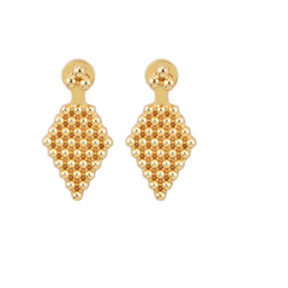 Gold Tone Simple Minimalist Geometric Earrings - Picture 3 of 4